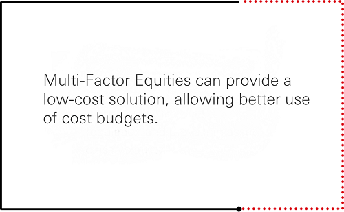 Multi-Factor Equities can provide a low-cost solution, allowing better use of cost budgets.
