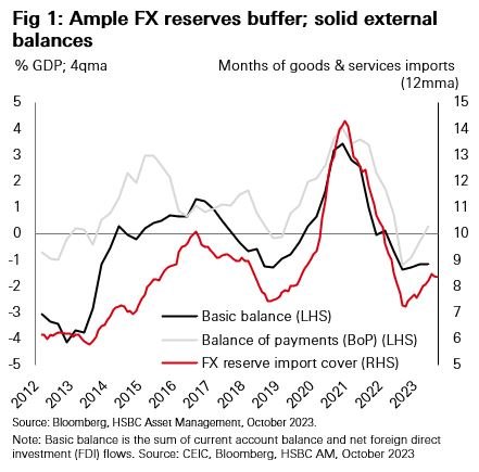Fig 1: Ample FX reserves buffer; solid external balanaces
